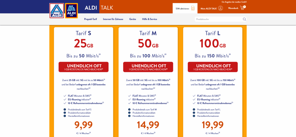 ALDI TALK Tarife im o2-Netz – Die besten März Angebote 2026