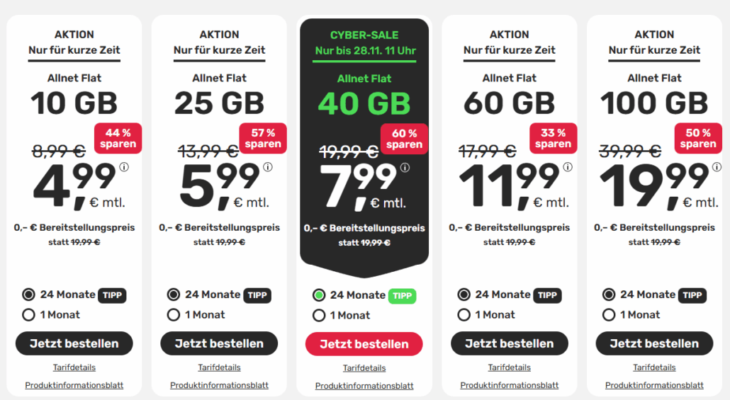 Handyvertrag.de 5G Tarife im Vergleich - Allnet Flats ab 4,99 € (50% sparen)