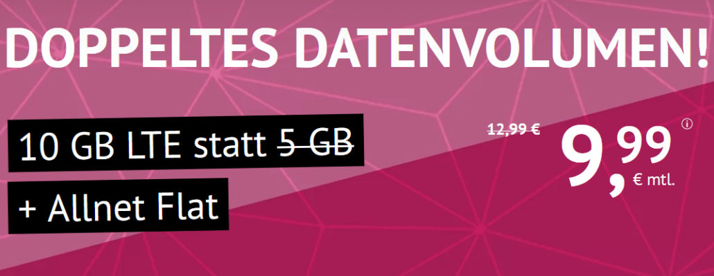 handyvertrag.de LTE All: Allnet-Flatrate (Min./SMS) + 10 GB LTE nur 9,99 €
