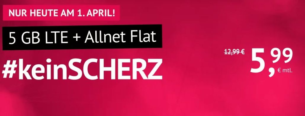 handyvertrag LTE All 5 GB: Allnet-Flat + 5 GB LTE für nur 5,99 €