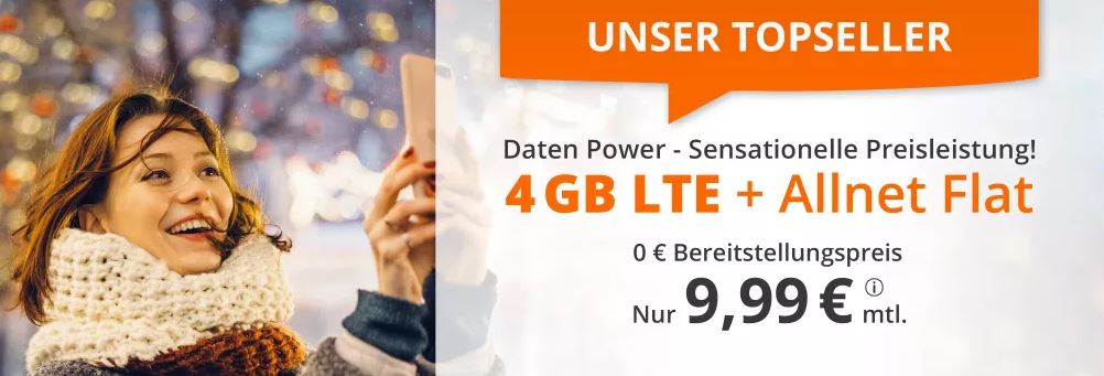 sim.de LTE All: 4 GB + Allnet Flat für 9,99 € Aktion - nur für kurze Zeit