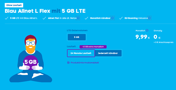 BLAU Allnet L Flex inkl. 5 GB Datenvolumen