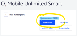 o2 Mobile Unlimited Smart Aktion: Neukunden sparen 552 €