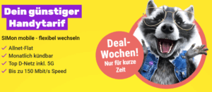 SIMon mobile 150 GB Aktion + Allnet Flat für nur 21,99 €