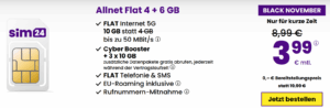 sim24.de: 10 GB Aktionstarif + Allnet Flat für 3,99 €
