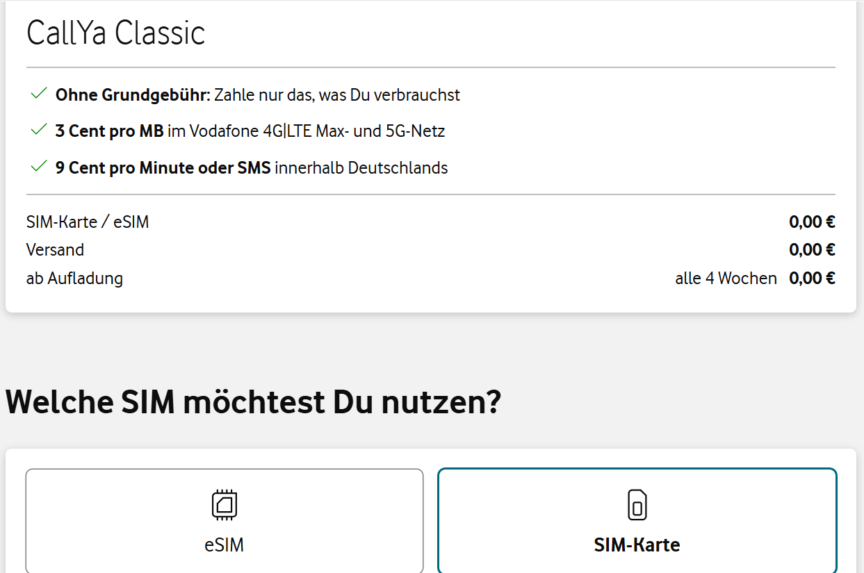 Deal-Check: CallYa Classic – Die letzte echte Gratis-SIM-Karte im Vodafone-Netz