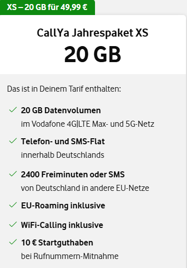 CallYa Jahrespaket XS