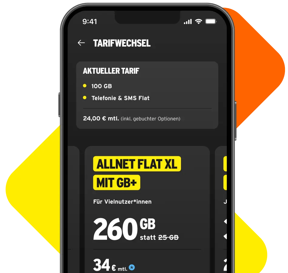 In der congstar-App bequem Guthaben abfragen und aufladen, Rechnungen einsehen und Optionen verwalten.