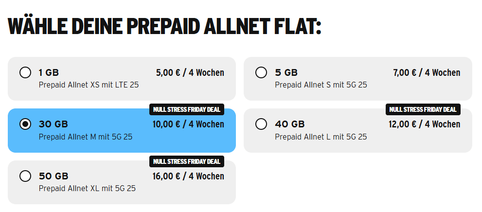 congstar Prepaid Allnet Flat Tarife mit ab 5 € / 4 Wochen im D1-Netz