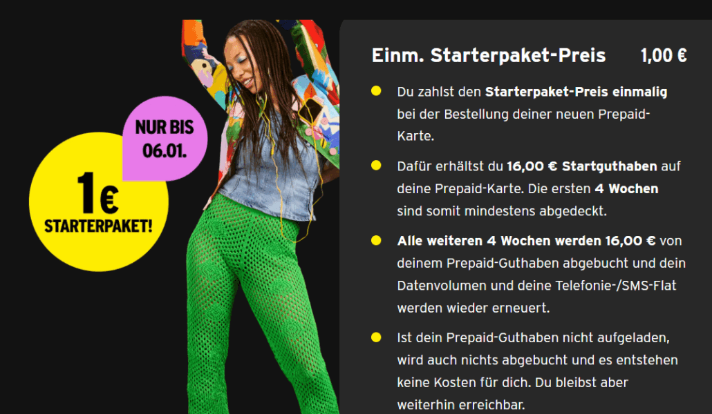 congstar Prepaid Starterpaket für nur 1 € (fast geschenkt) – D1-Netz zum Spottpreis