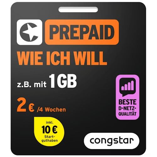 congstar Starterpaket mit prepaid wie ich will-Tarif