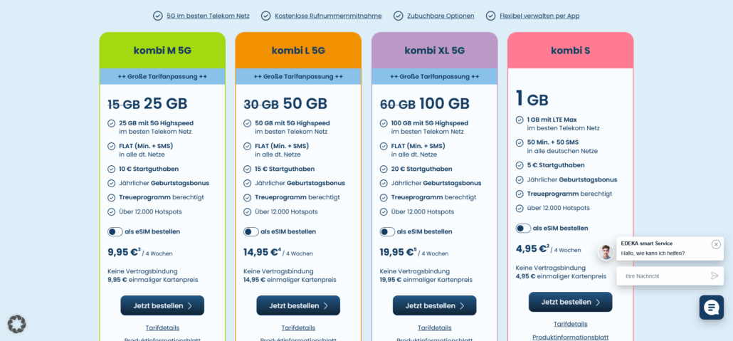 EDEKA smart Prepaid Tarife im D1-Netz – Die besten März Angebote 2026