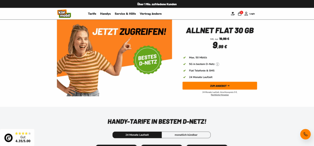 klarmobil Webseite