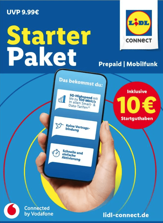 Lidl Connect Starterpaket für 1,99 € (inkl. 10 € Guthaben & 150 Mbit/s) - 8 € Gewinn