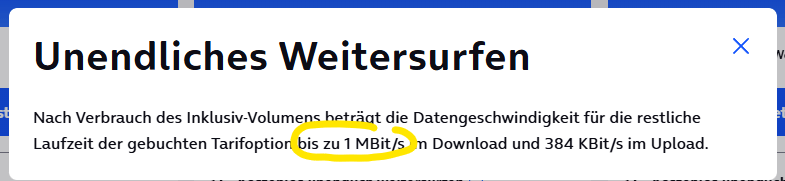 o2 Weitersurfgarantie mit 1 MBit/s