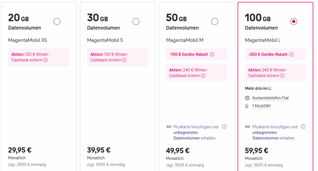 Telekom MagentaMobil Handytarife in der Übersicht