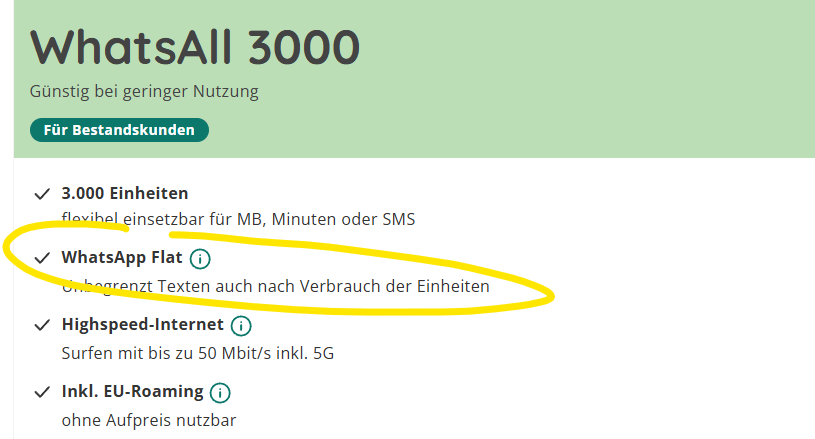 Unbegrenzt WhatsAppen bei WhatsApp SIM