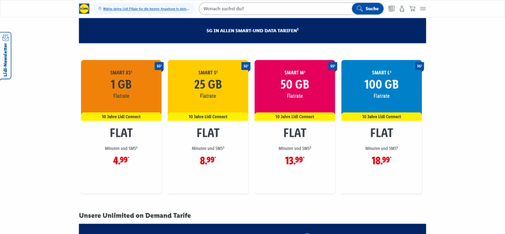 LIDL Connect Tarife im D2-Netz – Die besten März Angebote 2026