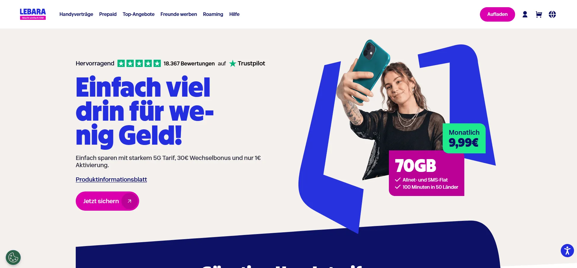 LEBARA Tarife im Check: Bis zu 150 GB ab 6,37 € eff. & Wechselbonus